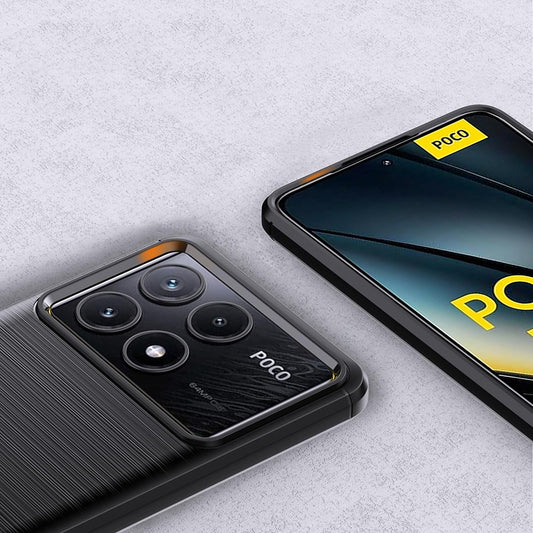 Coque pour Xiaomi Poco F6 Pro, Techsuit, Carbone, Bleue