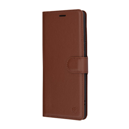 Hülle für Xiaomi Poco F6 Pro, Techsuit, Leder-Folio, Braun