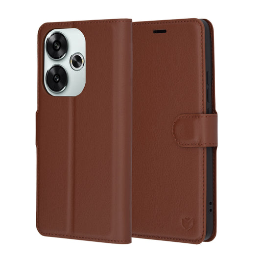 Custodia per Xiaomi Poco F6, Techsuit, Leather Folio, Marrone