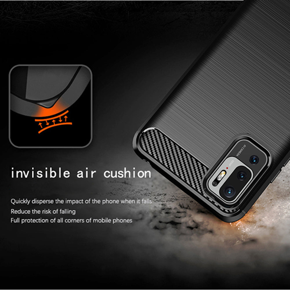Coque pour Xiaomi Poco M3 Pro 5G / Redmi Note 10 5G, Techsuit, Carbone, Noire