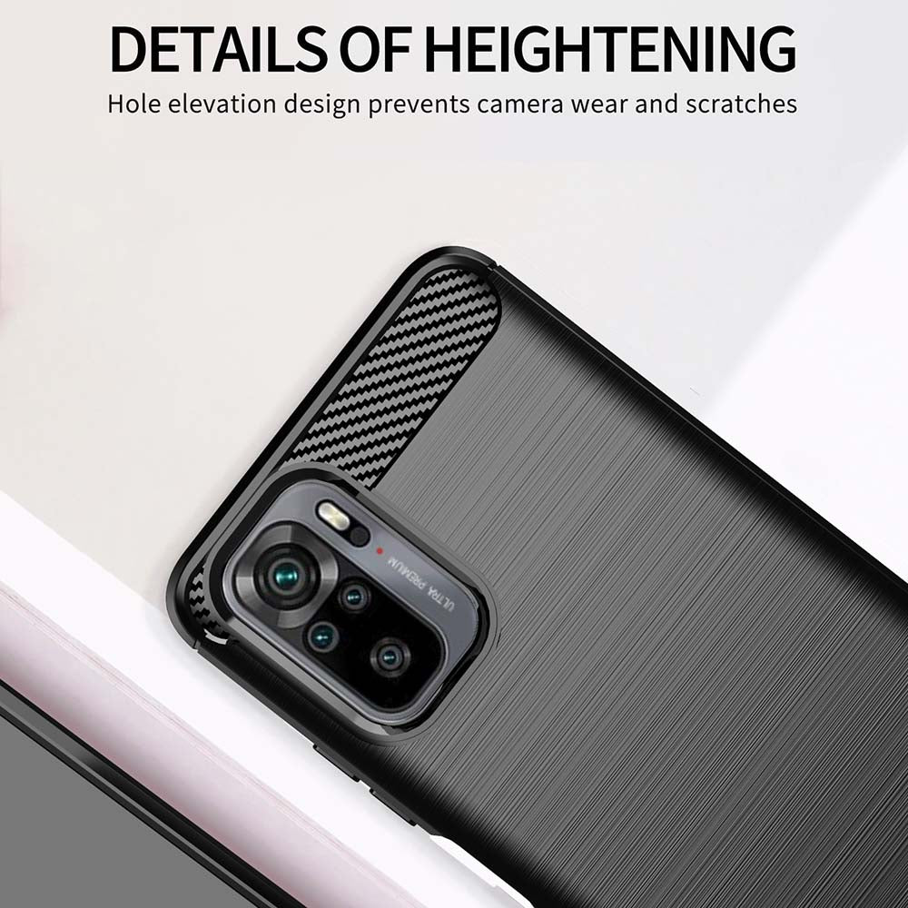 Custodia per Xiaomi Poco M5s / Redmi Note 10S / Note 10, Techsuit, Carbonio, Nera