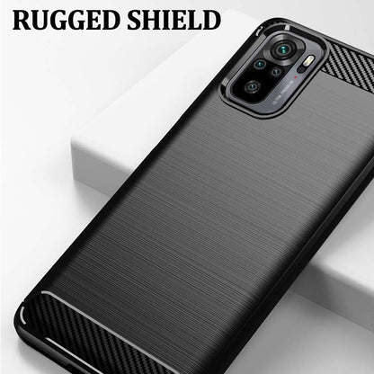 Custodia per Xiaomi Poco M5s / Redmi Note 10S / Note 10, Techsuit, Carbonio, Nera