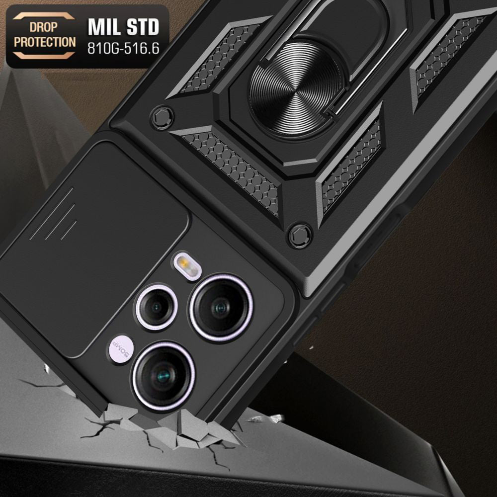 Custodia per Xiaomi Poco X5 Pro / Redmi Note 12 Pro 5G, Techsuit, CamShield, Nera