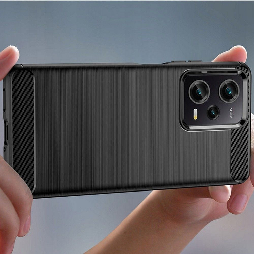 Custodia per Xiaomi Poco X5 Pro / Redmi Note 12 Pro 5G, Techsuit, Carbonio, Nera