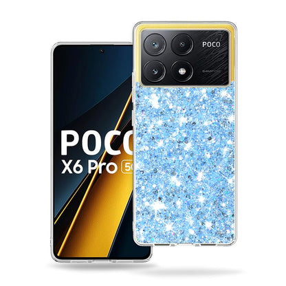 Custodia per Xiaomi Poco X6 Pro, Techsuit, Sparkly Glitter, Blu