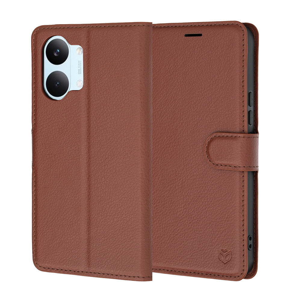 Hülle für Xiaomi Poco X8 Pro Max, Techsuit, Leder-Folio, Braun