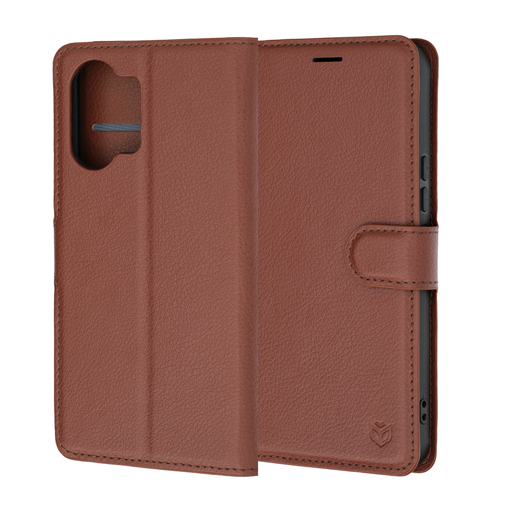 Hülle für Xiaomi Poco X8 Pro Max, Techsuit, Leder-Folio, Braun