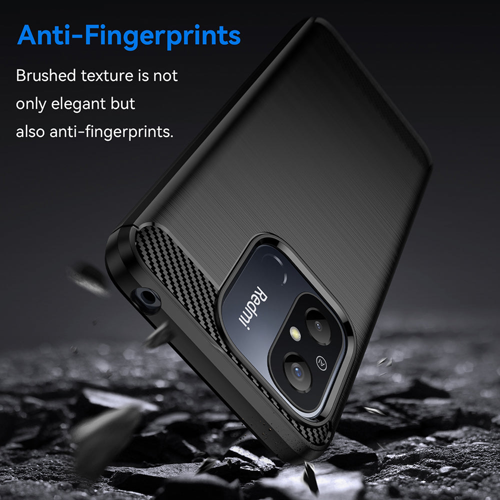 Coque pour Xiaomi Redmi 12C, Techsuit, Carbone, Noire