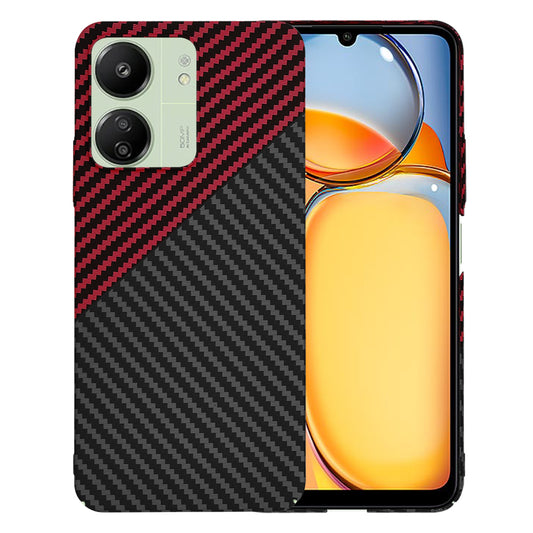 Coque pour Xiaomi Redmi 13C 5G / 13C / Poco C65, Techsuit, Carbonite FiberShell, Noir Rouge