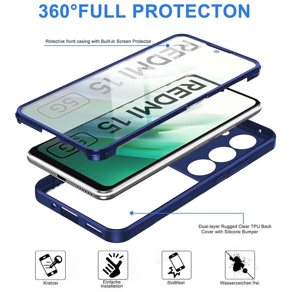 Hülle für Xiaomi Redmi 15 5G / 15 4G, Techsuit, ColorVerse 360, Blau