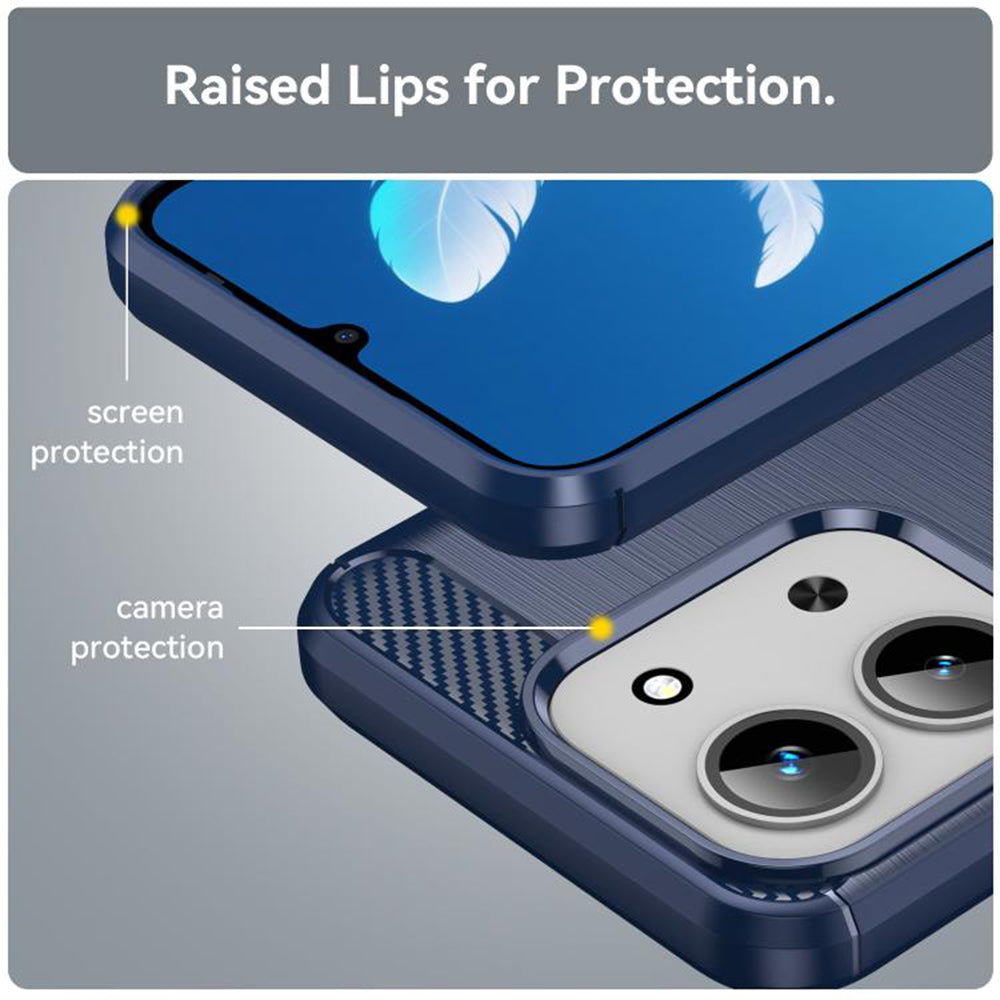 Custodia per Xiaomi Redmi 15C 5G / 15C 4G, Techsuit, Carbonio, Blu