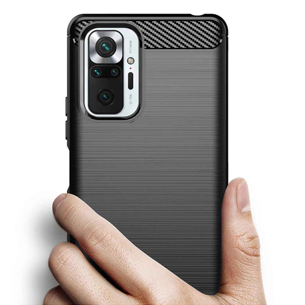 Custodia per Xiaomi Redmi Note 10 Pro Max / Note 10 Pro, Techsuit, Carbonio, Nera