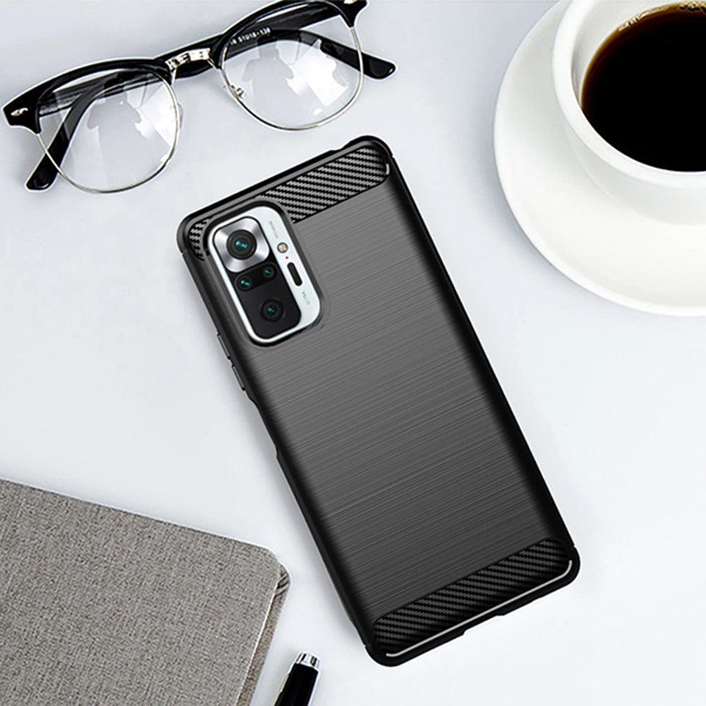 Custodia per Xiaomi Redmi Note 10 Pro Max / Note 10 Pro, Techsuit, Carbonio, Nera