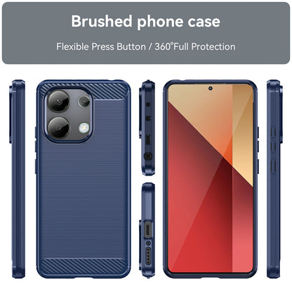 Hülle für Xiaomi Redmi Note 13 4G, Techsuit, Carbon, Blau