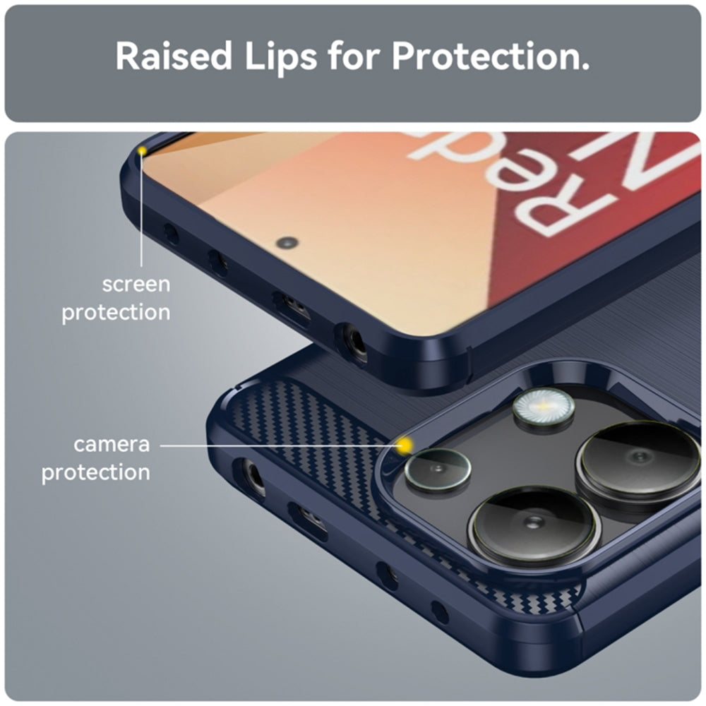 Hülle für Xiaomi Redmi Note 13 4G, Techsuit, Carbon, Blau