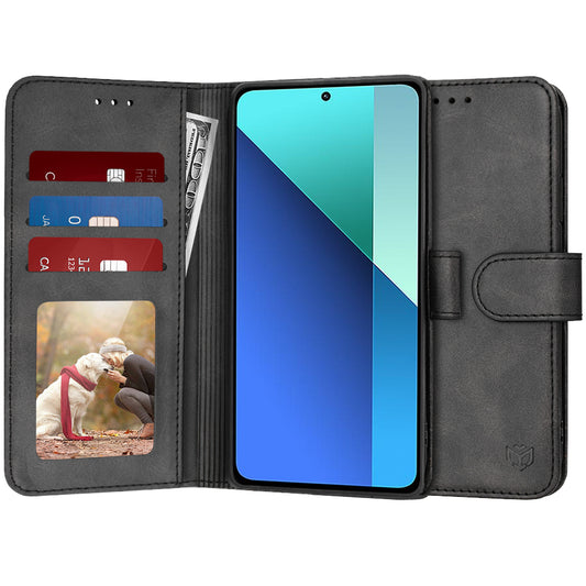 Hülle für Xiaomi Redmi Note 13 4G, Techsuit, Diary Book, Schwarz