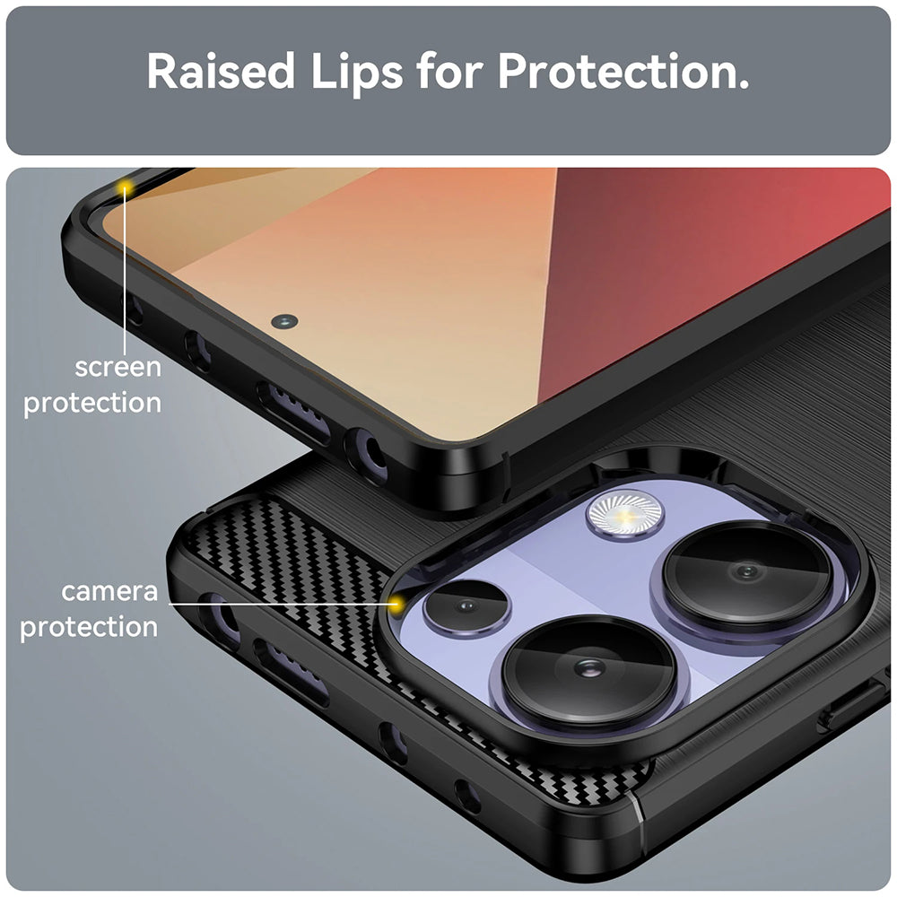 Custodia per Xiaomi Redmi Note 13 Pro 4G / Poco M6 Pro 4G, Techsuit, Carbonio, Blu