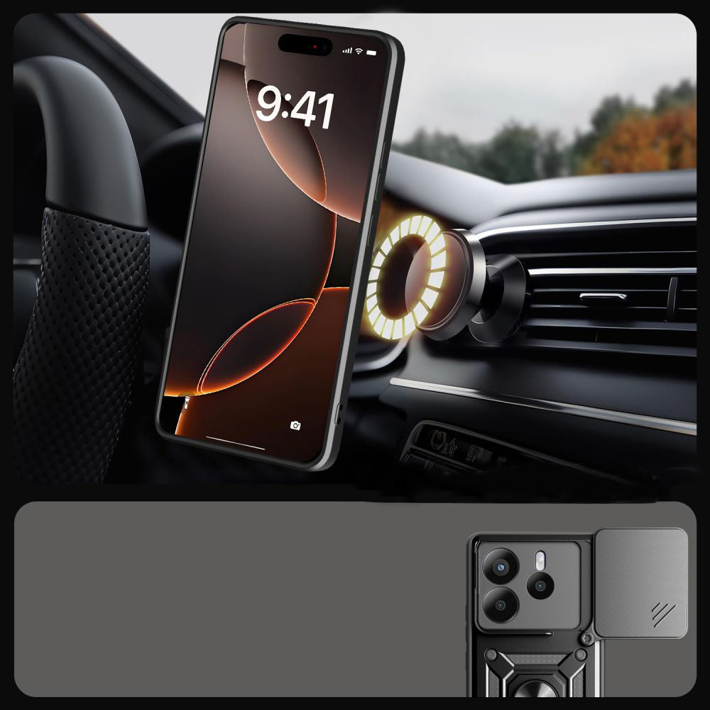 Coque pour Xiaomi Redmi Note 14 4G (Standard), Techsuit, CamShield, Noire