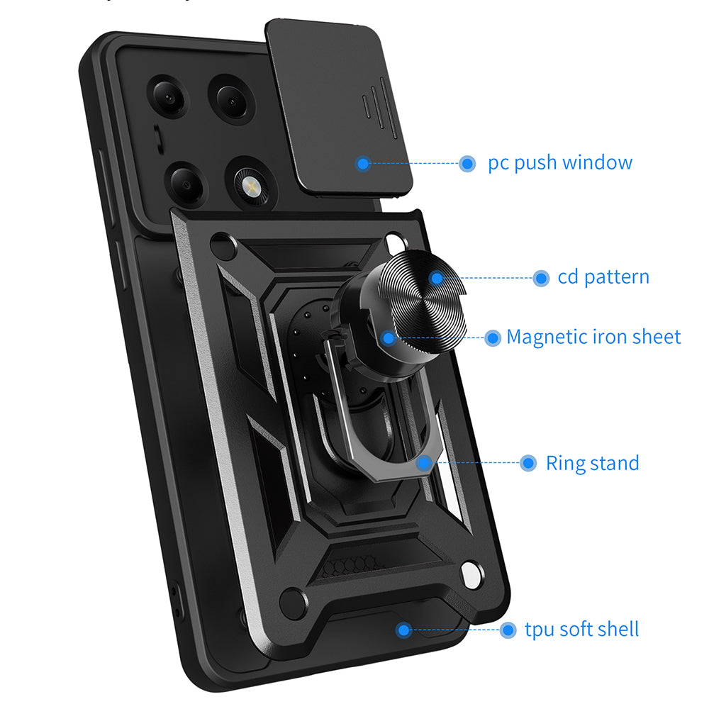 Hülle für Xiaomi Redmi Note 14S / Note 13 Pro 4G / Poco M6 Pro 4G, Techsuit, CamShield, Blau