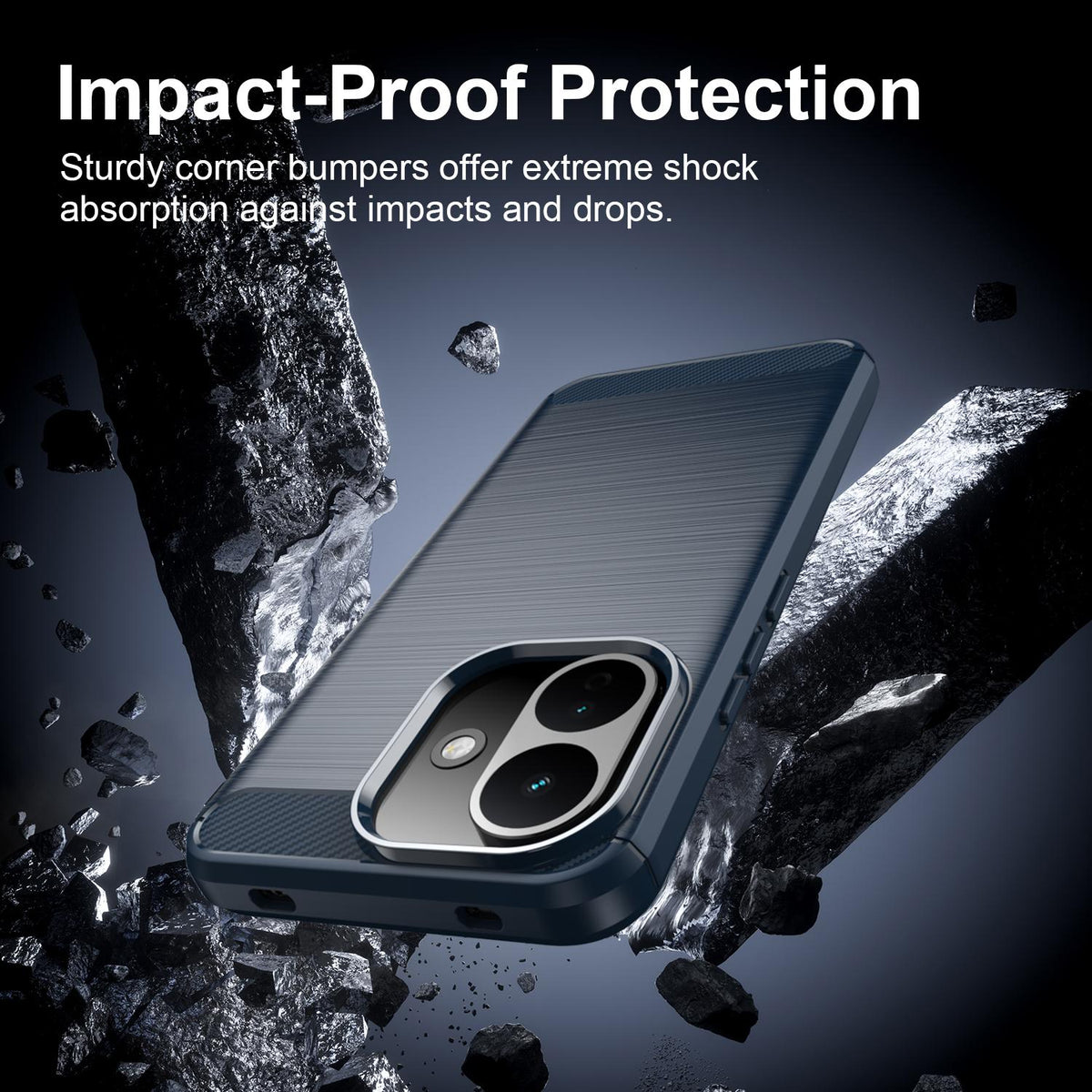 Coque pour Xiaomi Redmi Note 17 Pro, Techsuit, Carbon, bleue