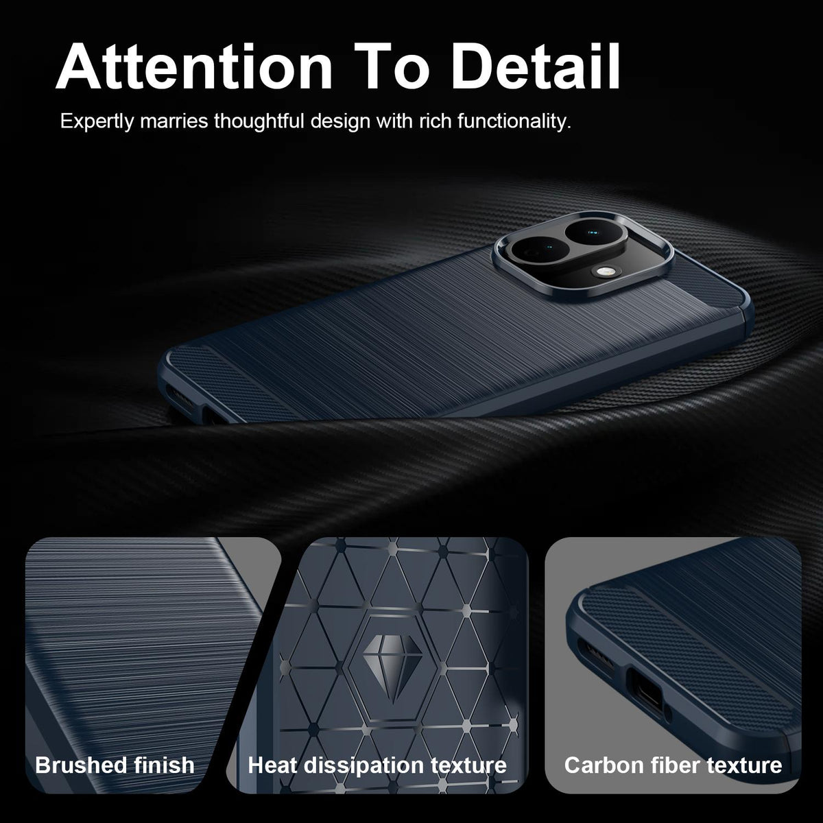 Coque pour Xiaomi Redmi Note 17 Pro, Techsuit, Carbon, bleue