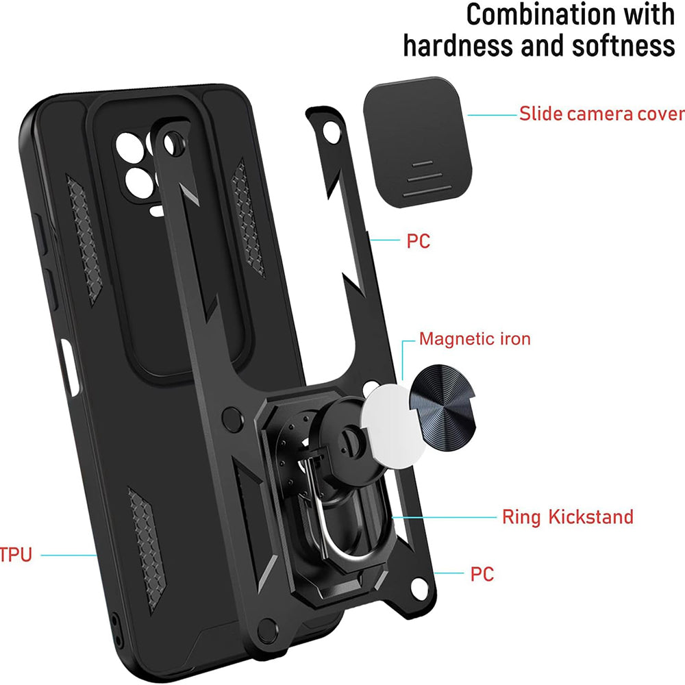 Custodia per Xiaomi Redmi Note 9S / Note 9 Pro / Note 9 Pro Max, Techsuit, CamShield, Nera