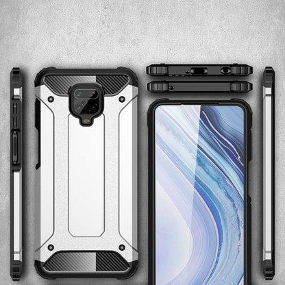 Custodia per Xiaomi Redmi Note 9S / Note 9 Pro / Note 9 Pro Max, Techsuit, Hybrid Armor, Nera