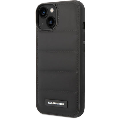 Custodia per Apple iPhone 14 Plus, Karl Lagerfeld, Quilted Puffy Metal Logo, Nera