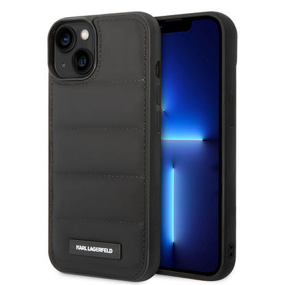 Custodia per Apple iPhone 14 Plus, Karl Lagerfeld, Quilted Puffy Metal Logo, Nera