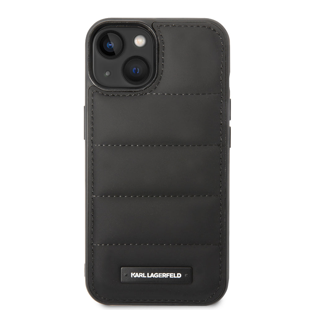 Custodia per Apple iPhone 14 Plus, Karl Lagerfeld, Quilted Puffy Metal Logo, Nera