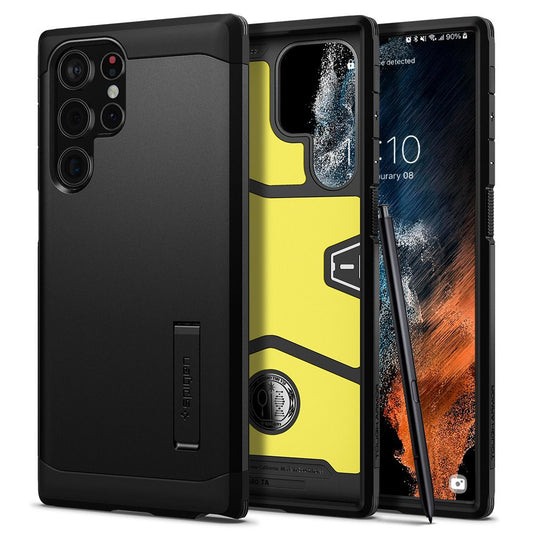 Étui pour Samsung Galaxy S22 Ultra 5G S908, Spigen, Tough Armor, Noir ACS03923
