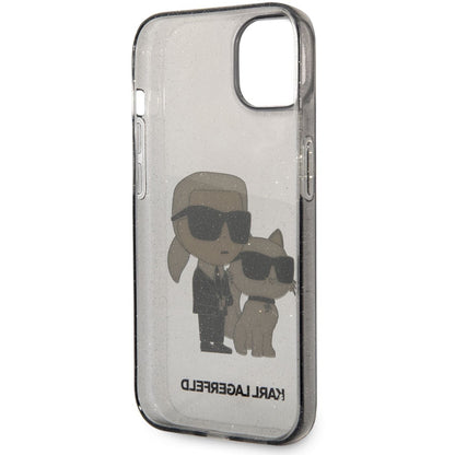 Custodia per Apple iPhone 14 Plus, Karl Lagerfeld, IML Glitter Karl and Choupette NFT, Nera