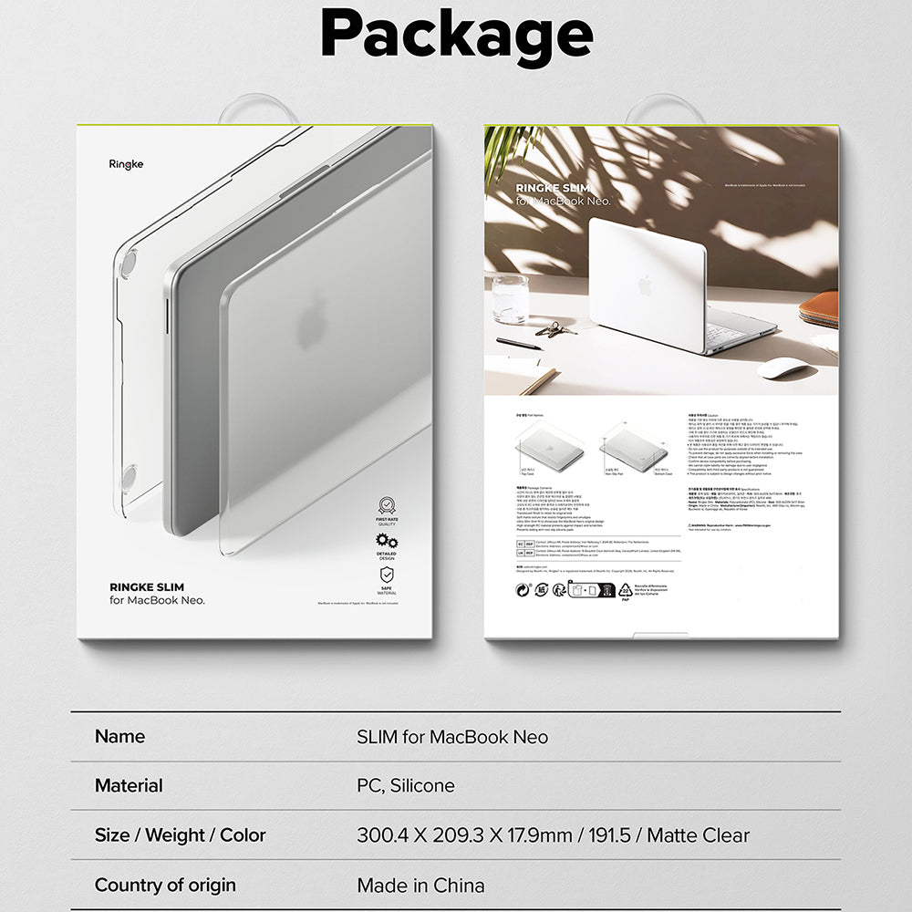 Coque Ringke Slim pour Apple MacBook Neo 13 pouces, transparente mate.