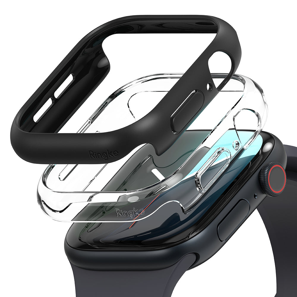 Coque Ringke Slim pour Apple Watch Series 10 / 11 46mm, Lot de 2 pièces, Noir Mat / Transparent