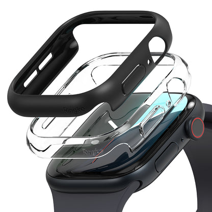 Coque Ringke Slim pour Apple Watch Series 10 / 11 46mm, Lot de 2 pièces, Noir Mat / Transparent