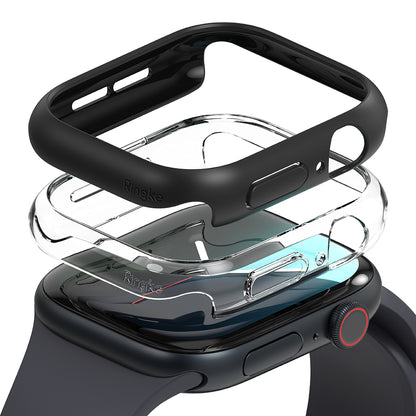Coque Ringke Slim pour Apple Watch Series 10 / 11 46mm, Lot de 2 pièces, Noir Mat / Transparent