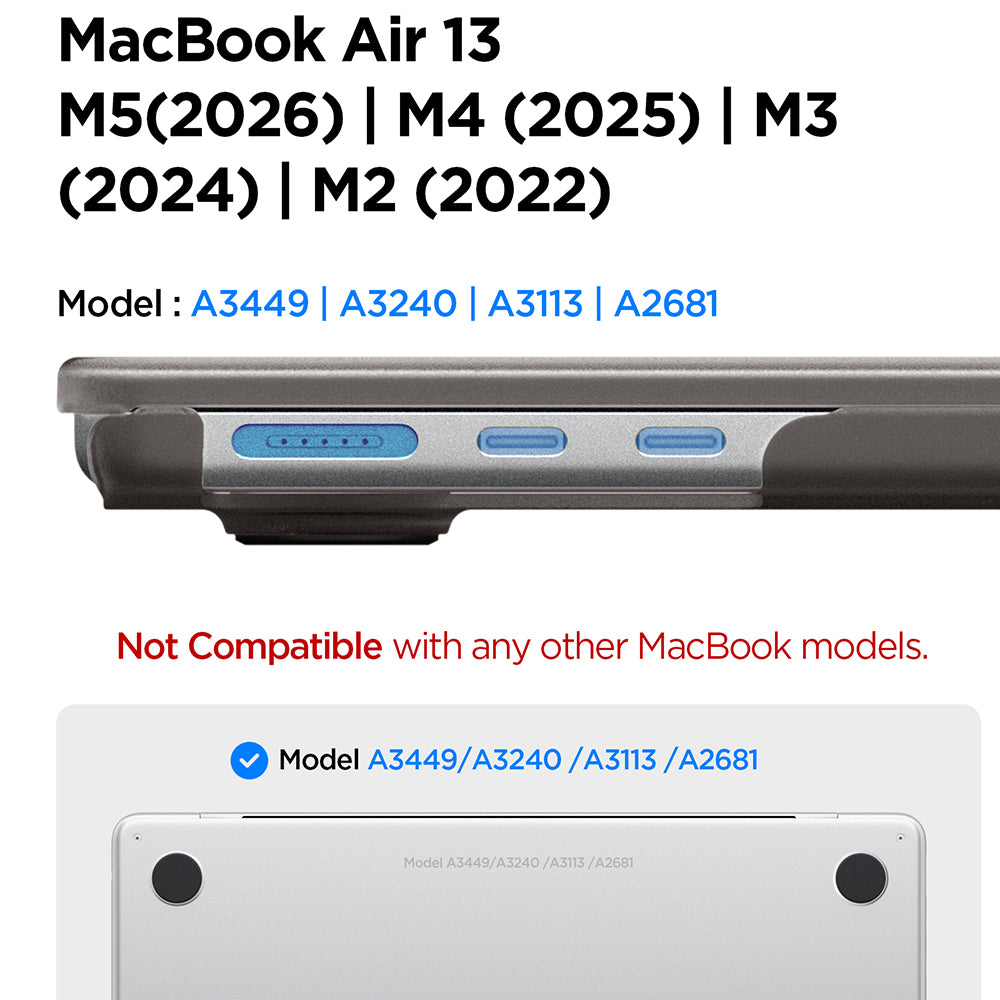Coque Spigen Airskin pour Apple MacBook Air 13 pouces (2026) / (2025) / (2024) / (2022), Noir Satiné ACS11531
