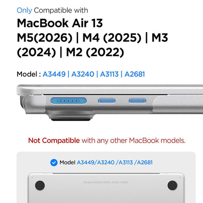 Custodia Spigen Airskin per Apple MacBook Air 13 pollici (2026) / (2025) / (2024) / (2022), Trasparente Satinata ACS11530