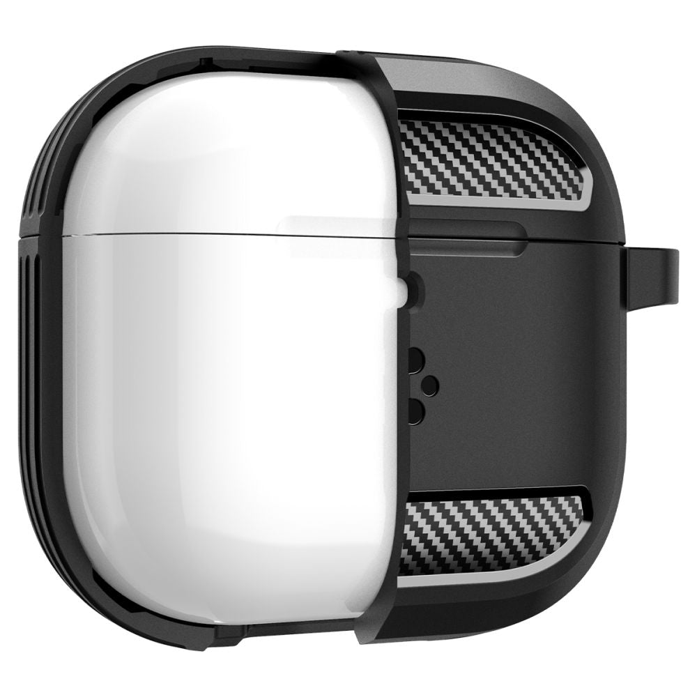 Custodia Spigen Rugged Armor per Apple AirPods 4, Nera Opaca