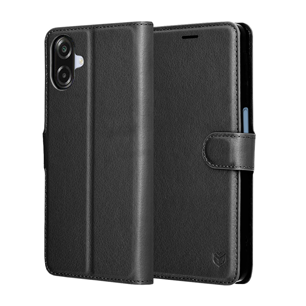 Custodia per Samsung Galaxy A07 4G A075, Techsuit, Leather Folio, Nera