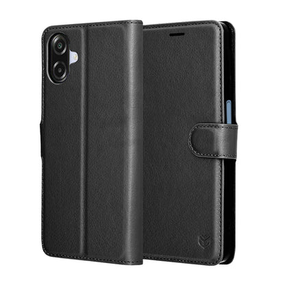Custodia per Samsung Galaxy A07 4G A075, Techsuit, Leather Folio, Nera
