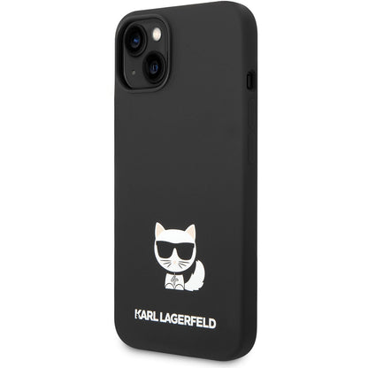 Custodia per Apple iPhone 14 Plus, Karl Lagerfeld, Silicone Body Choupette, Nera