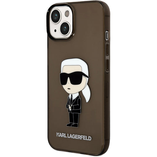 TPU-Hülle Karl Lagerfeld IML für Apple iPhone 14 Plus, Ikonik NFT, Schwarz Transparent KLHCP14MHNIKTCK