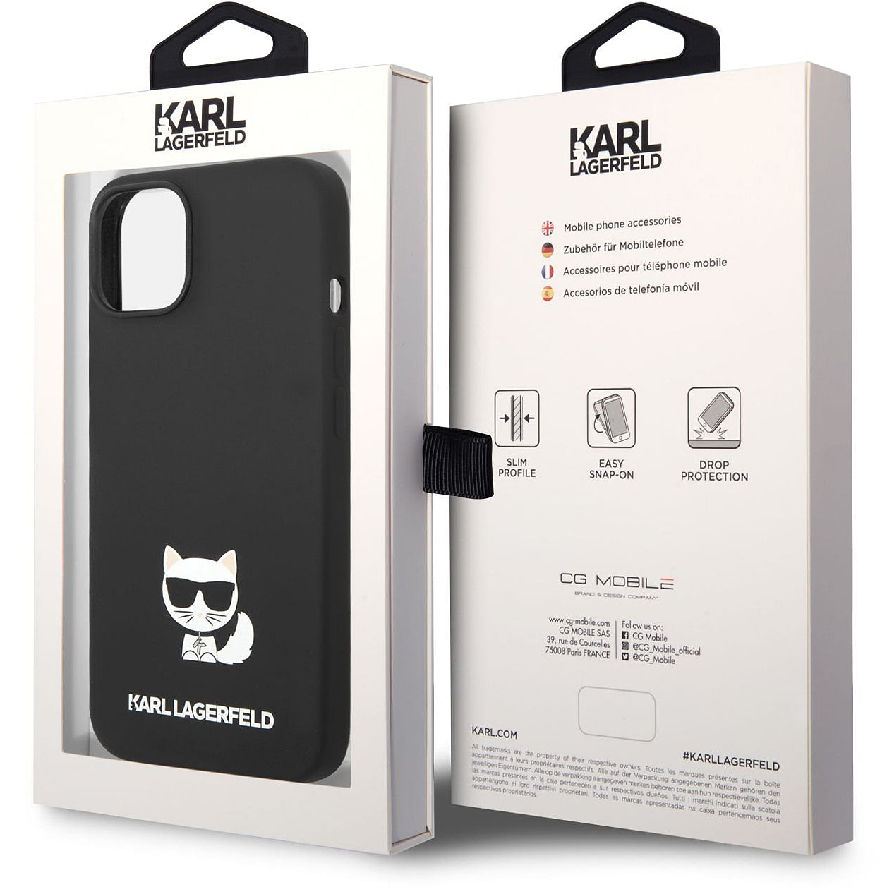 Custodia per Apple iPhone 14 Plus, Karl Lagerfeld, Silicone Body Choupette, Nera