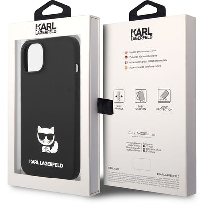 Custodia per Apple iPhone 14 Plus, Karl Lagerfeld, Silicone Body Choupette, Nera