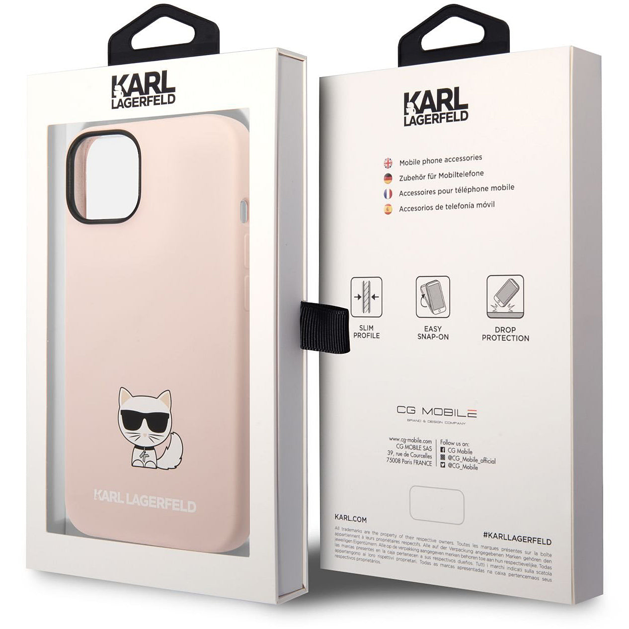 Étui pour Apple iPhone 14 Plus, Karl Lagerfeld, Silicone Body Choupette, Rose