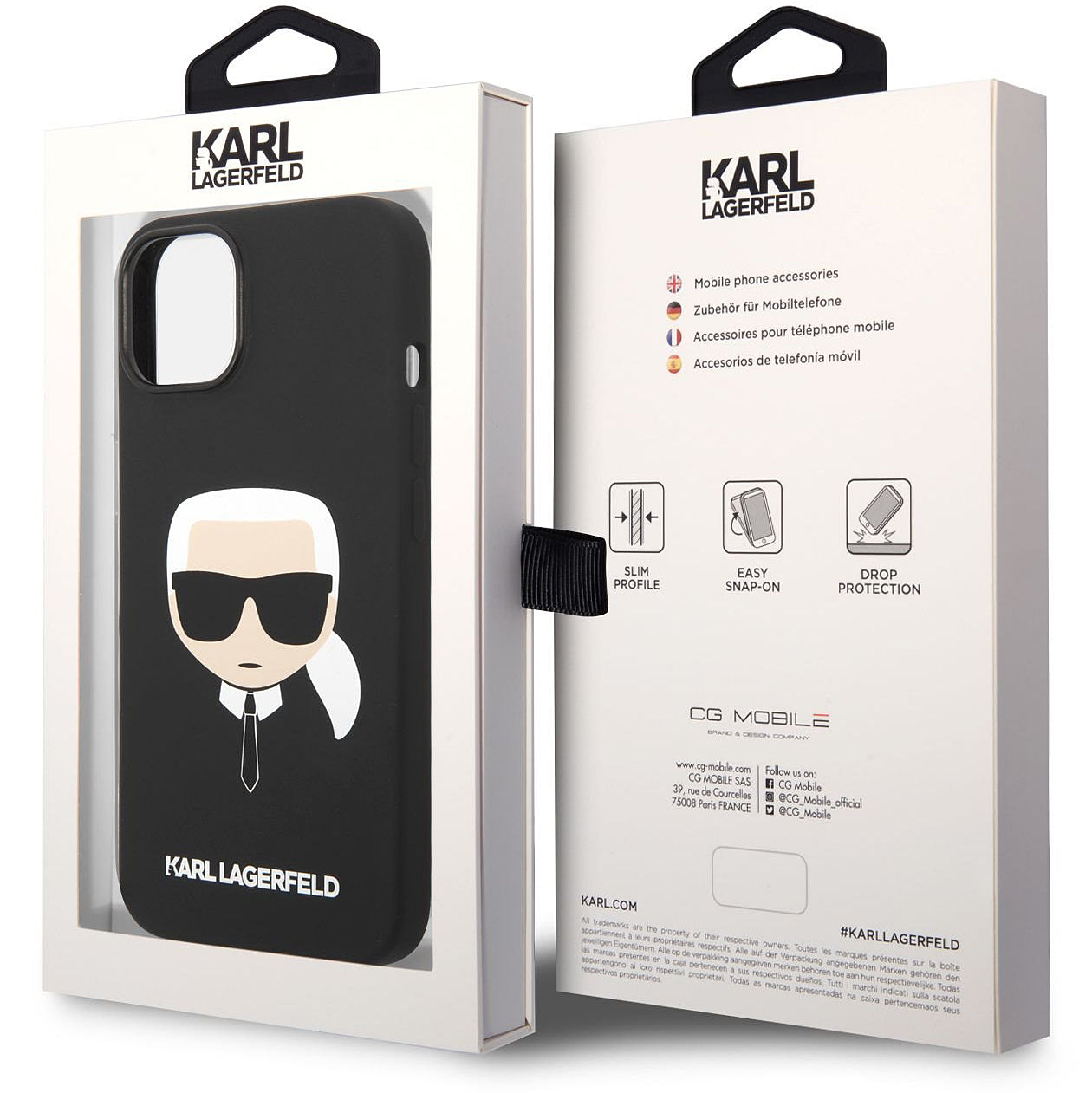 Custodia MagSafe per Apple iPhone 14 Plus, Karl Lagerfeld, Liquid Silicone Karl Head, Nera