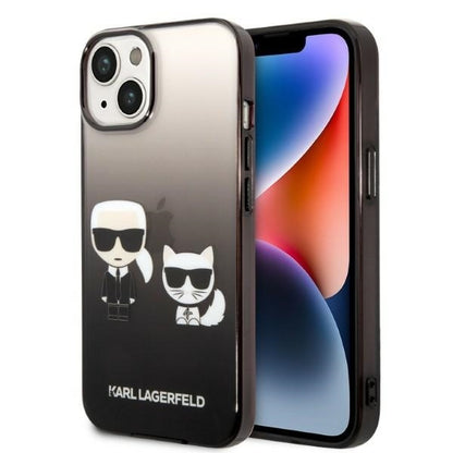 Custodia per Apple iPhone 14 Plus, Karl Lagerfeld, Gradient Karl & Choupette, Nera