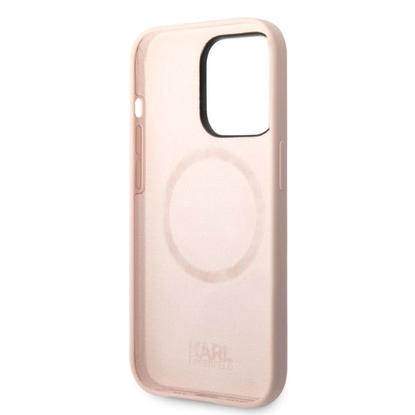 MagSafe Hülle für Apple iPhone 14 Pro Max, Karl Lagerfeld, Silikonkörper Karl & Choupette, Rosa