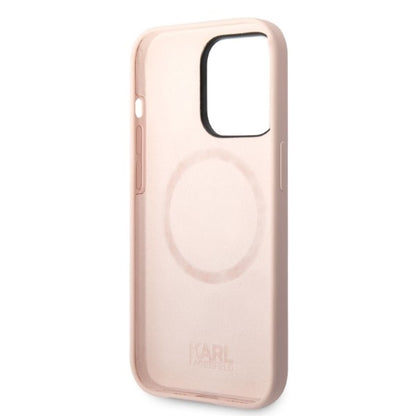 MagSafe Hülle für Apple iPhone 14 Pro Max, Karl Lagerfeld, Silikonkörper Karl & Choupette, Rosa